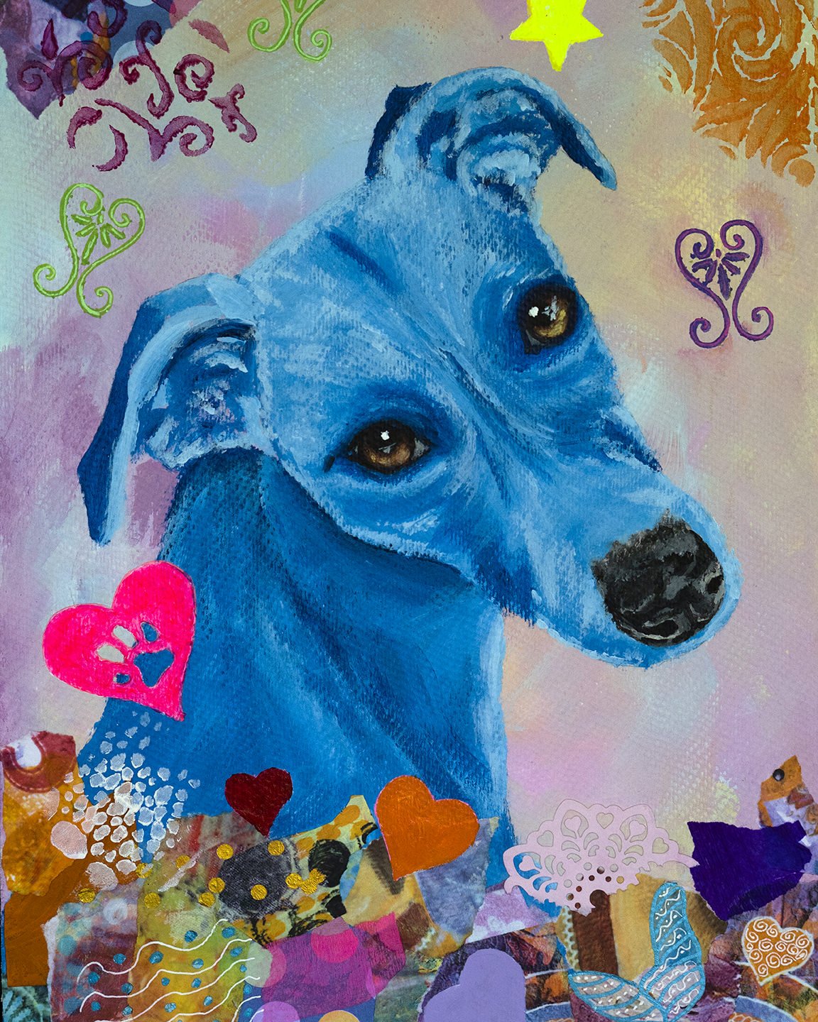 Whippet in the Garden